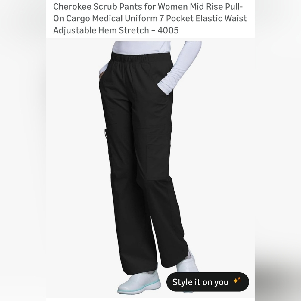 Cherokee Black Mid-Rise Pull-On Cargo Track Pants. W-77